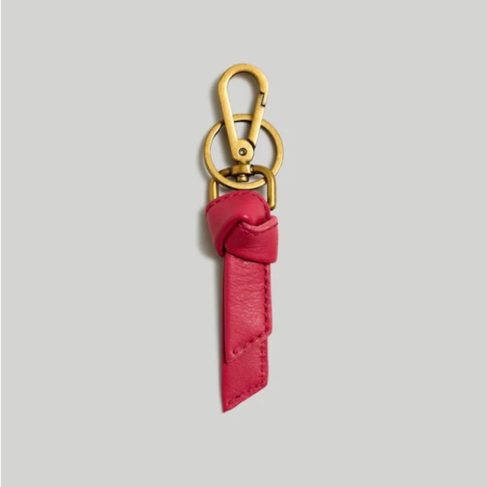NEW Madewell | Red 100% Leather Gold Key Fob Keychain